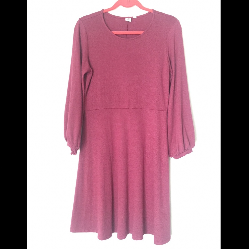 GAP purple / berry empire waist sweater dress bubble long sleeves medium